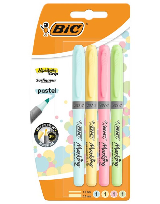 Markeerstift Bic grip etui...