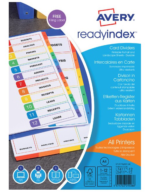 Tabbladen Avery Readyindex...