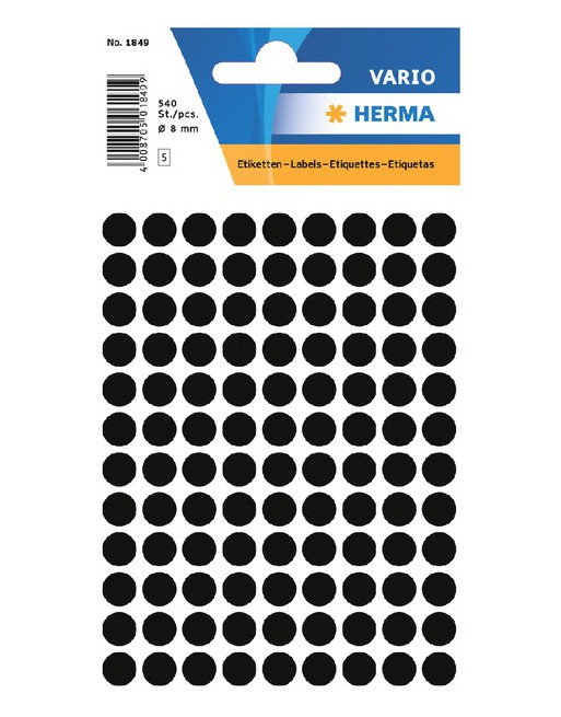 Etiket Herma 1849 rond 8mm...