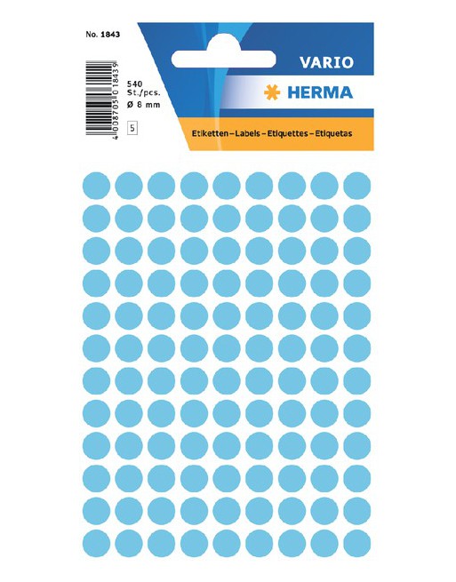 Etiket Herma 1843 rond 8mm...