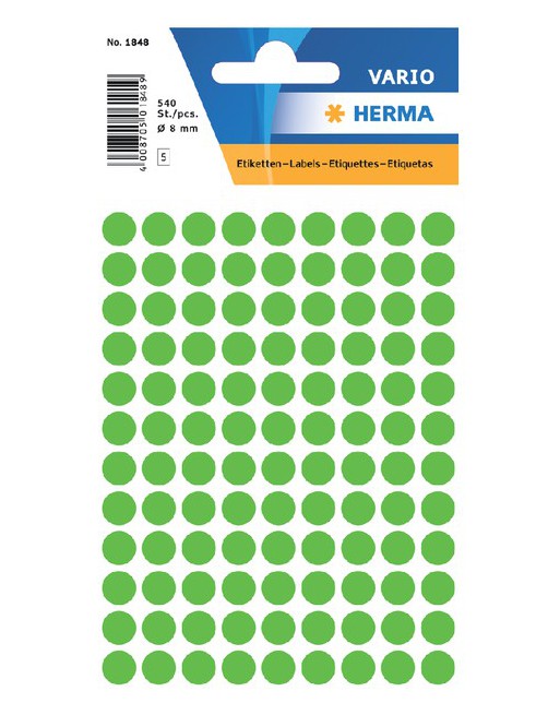 Etiket Herma 1848 rond 8mm...