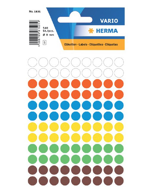 Etiket Herma 1831 rond 8mm...