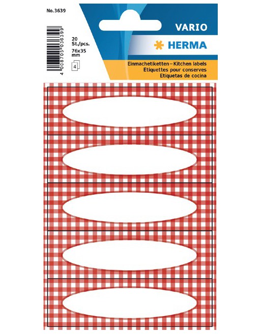 Etiket Herma keuken ruit rood