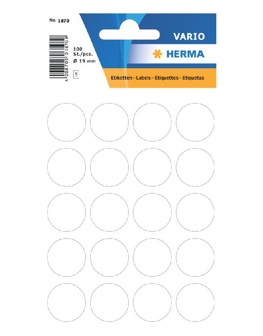 Etiket Herma 1870 rond 19mm...