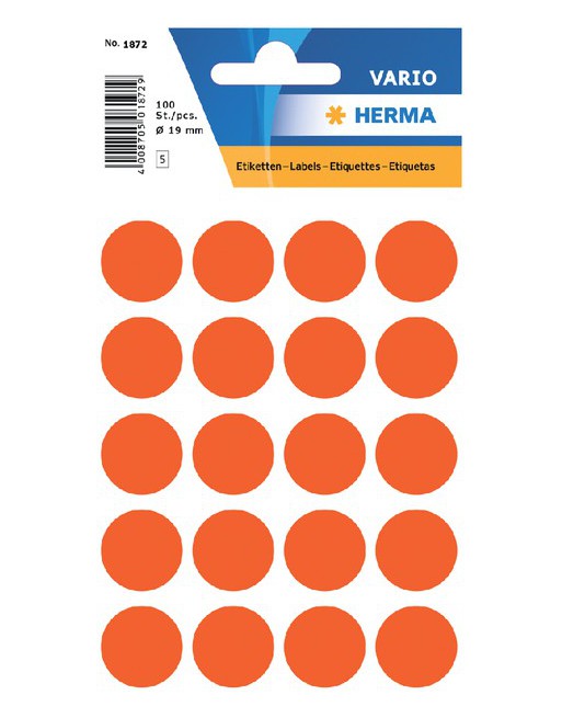 Etiket Herma 1872 rond 19mm...