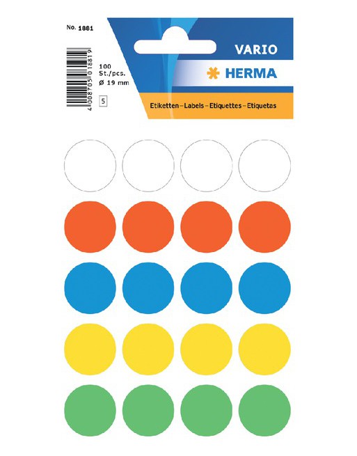 Etiket Herma 1881 rond 19mm...