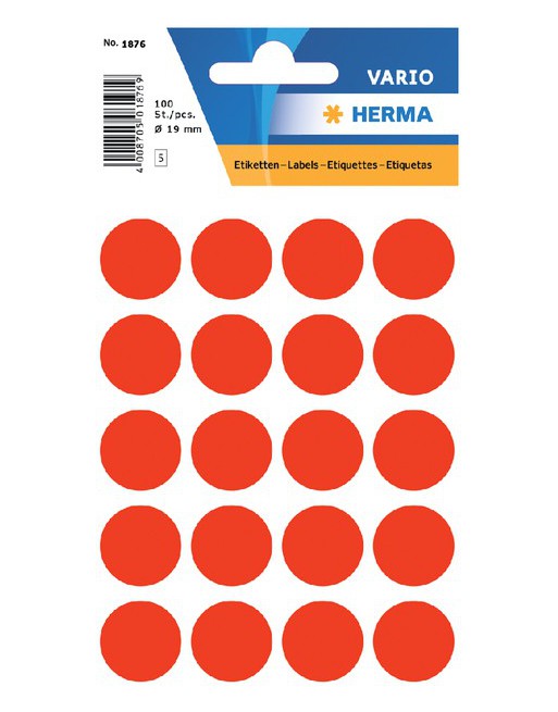 Etiket Herma 1876 rond 19mm...