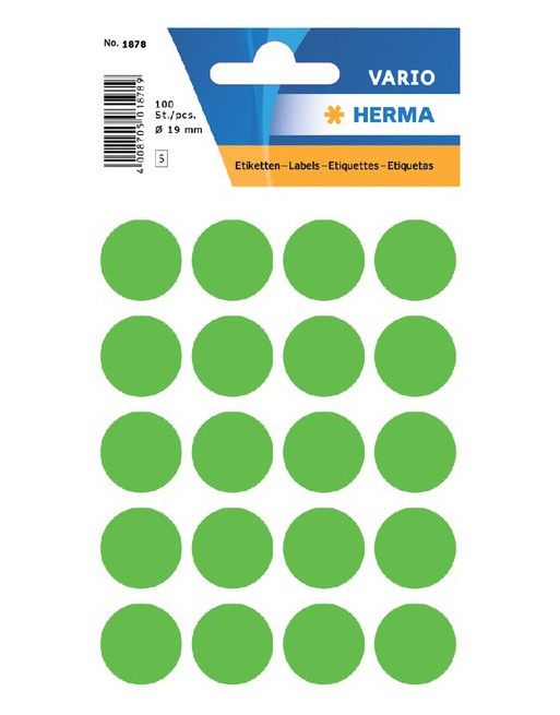 Etiket Herma 1878 rond 19mm...