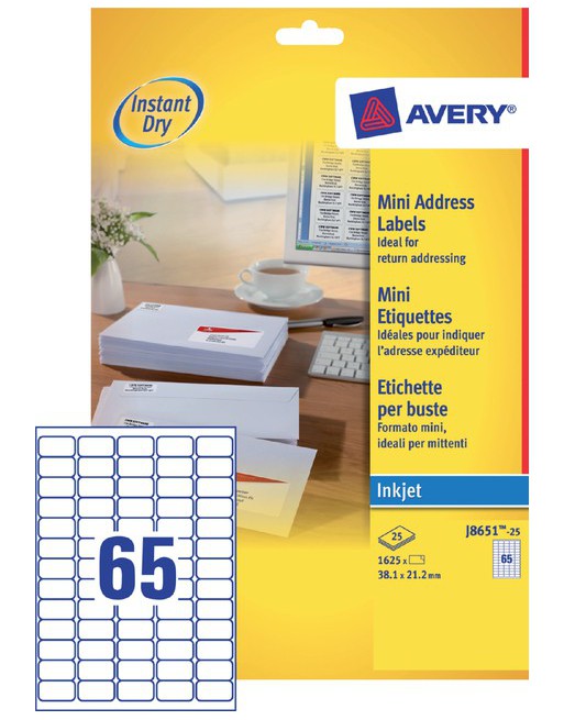 Etiket Avery J8651-25...