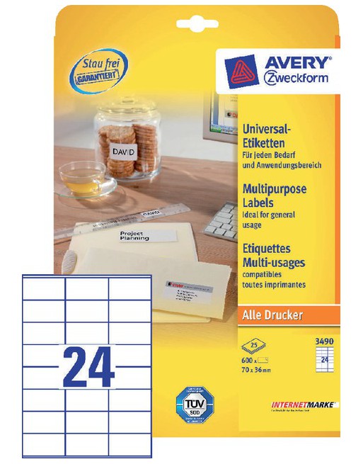 Etiket Avery Zweckform 3490...