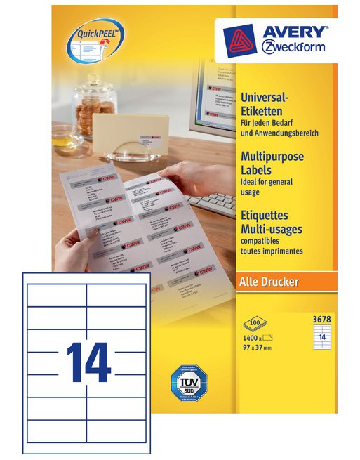 Etiket Avery Zweckform 3678...