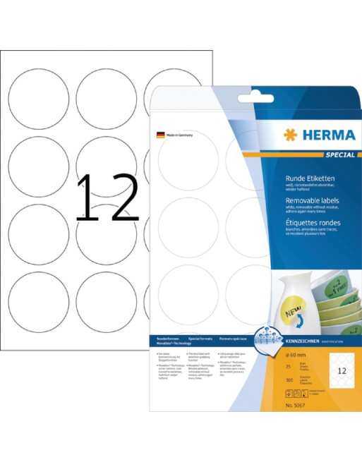 Etiket Herma 5067 rond 60mm...