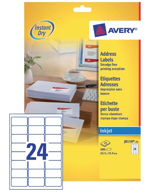 Etiket Avery J8159-25...