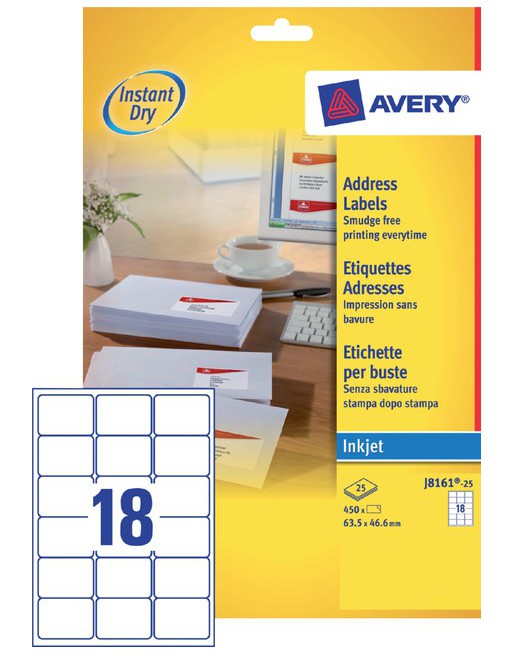 Etiket Avery J8161-25...