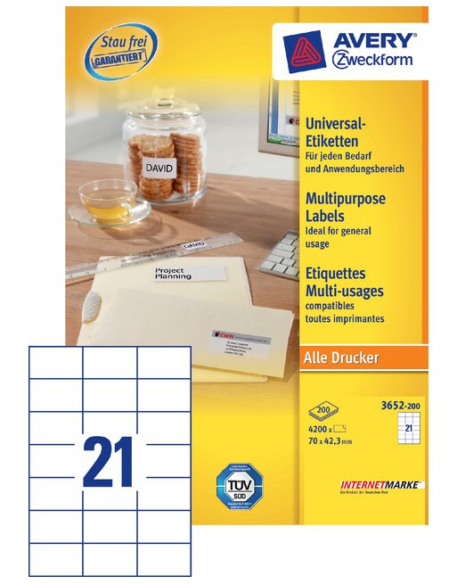 Etiket Avery Zweckform 3652...