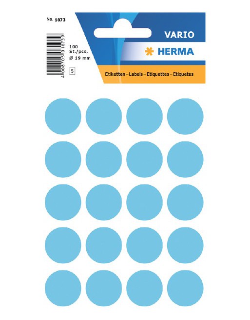 Etiket Herma 1873 rond 19mm...