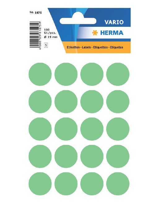 Etiket Herma 1875 rond 19mm...