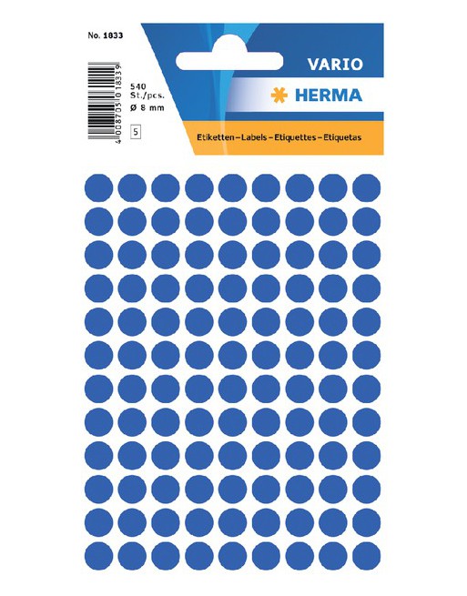 Etiket Herma 1833 rond 8mm...