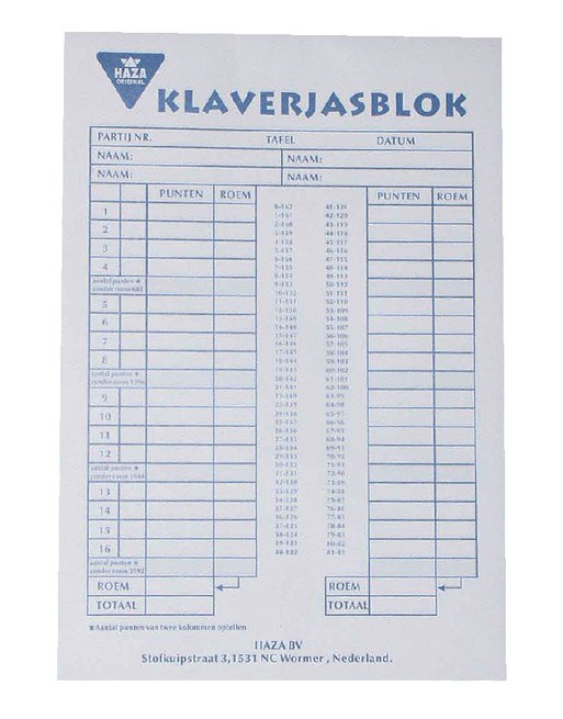 Scoreblok Klaverjas 50vel